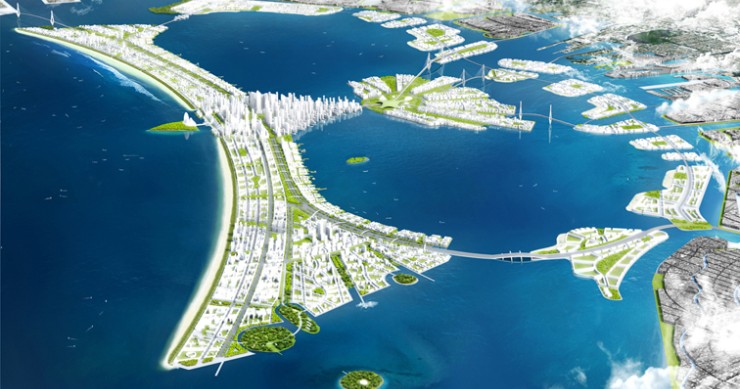 El enorme dique visto desde el alto