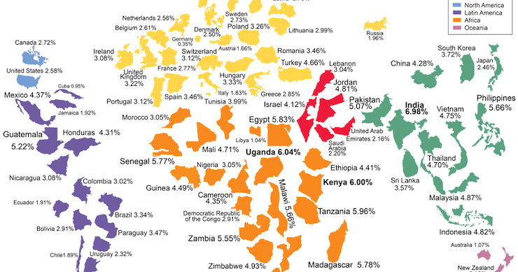 Imagen del día: el mapa del crecimiento mundial en los próximos 10 años