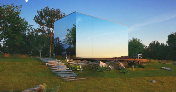 No te imaginas la sorprendente casa que se esconde detrás de este cubo de espejos