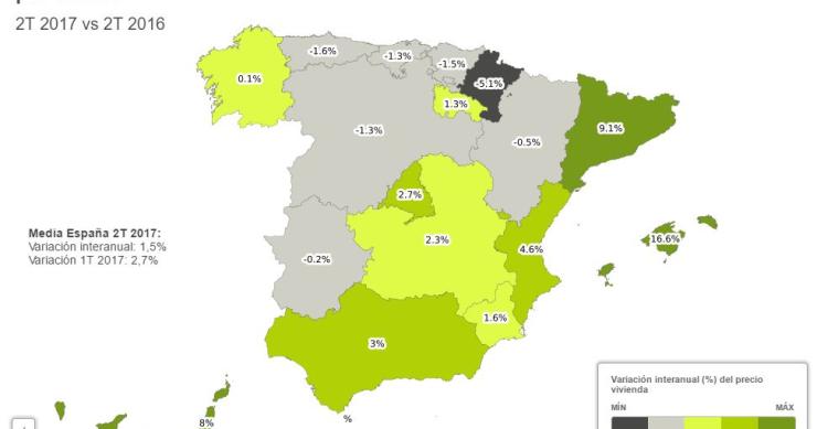 Mapa de las dos Españas inmobiliarias: así ha evolucionado el precio de la vivienda usada en primavera