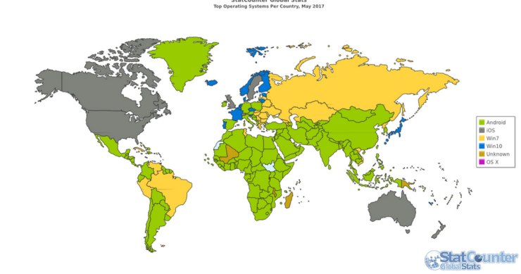 Imagen del día: el mapa mundial de Android e iOS