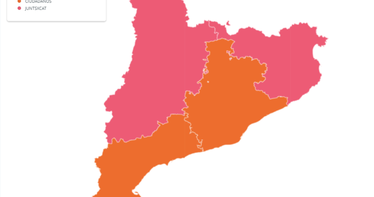 Imagen del día: Así queda el mapa de Cataluña tras los resultados del 21D