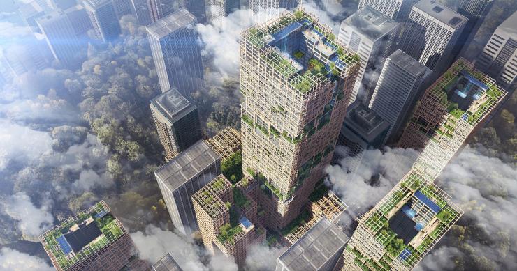 Un rascacielos de madera en Tokio