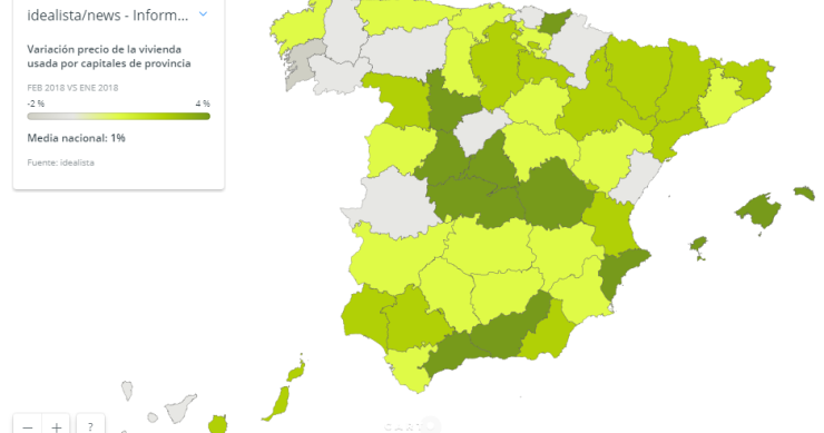 El precio de la vivienda usada crece un 1% en febrero y hasta un 8% en el último año