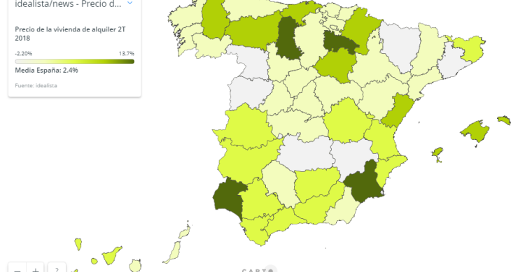 El precio de la vivienda en alquiler sube un 2,4% en el segundo trimestre