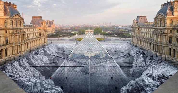 Una increíble ilusión óptica para celebrar el 30 aniversario de la pirámide del Louvre
