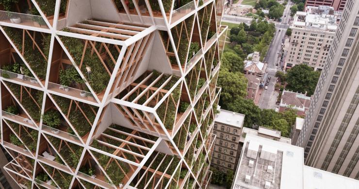 El edificio prefabricado de viviendas donde los propietarios pueden cultivar sus propios huertos