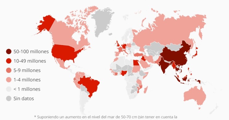 Imagen del día: los países más afectados por el aumento del nivel del mar