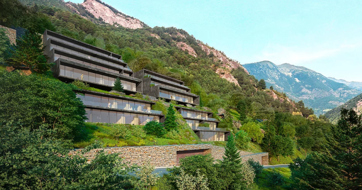 Estas espectaculares viviendas diseñadas por Rafael de La-Hoz en Andorra parecen brotar de la montaña