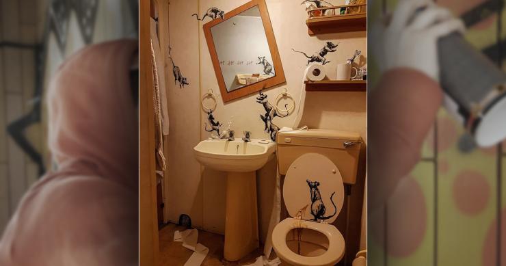 La nueva obra de Banksy en pleno confinamiento en su hogar
