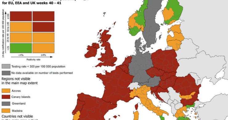 Imagen del día: el semáforo del covid-19 para poder viajar por Europa