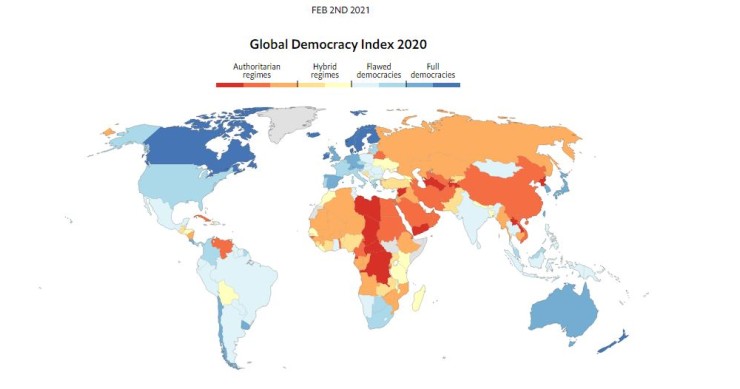 Imagen del día: el nivel de la democracia retrocede en el mundo