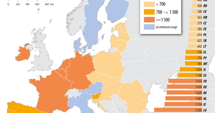 Imagen del día: la disparidad de salarios mínimos en la UE