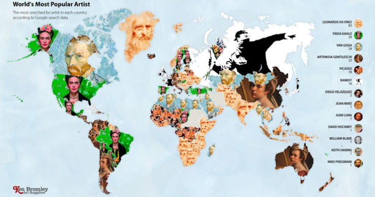 Imagen del día: los artistas más buscados por Internet por países en 2020
