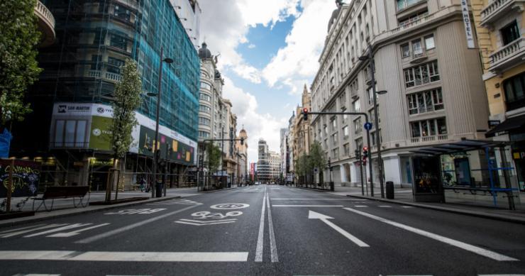 La Gran Vía de Madrid, una de las principales calles de Europa más afectadas durante la pandemia