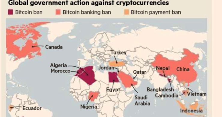 Imagen del día: Los países que prohíben el bitcoin