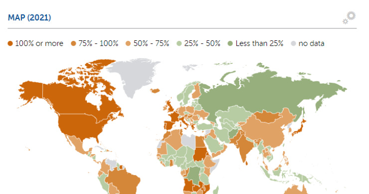 Imagen del día: el estado de la deuda pública en 2021 por el mundo