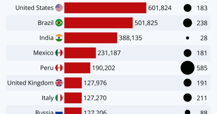 Imagen del día: países con el mayor número de fallecidos por covid-19