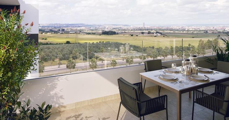 Vista de una terreza de una promoción de AEDAS Homes en Dos Hermanas (Sevilla)