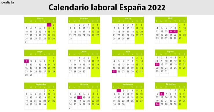 Calendario laboral España 2022