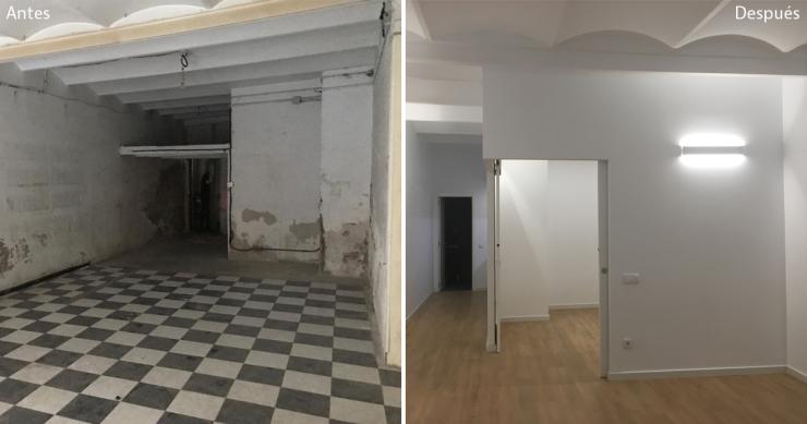 El antes y después de la reforma de una tienda de barrio a un piso tipo 'loft' de 54 m2