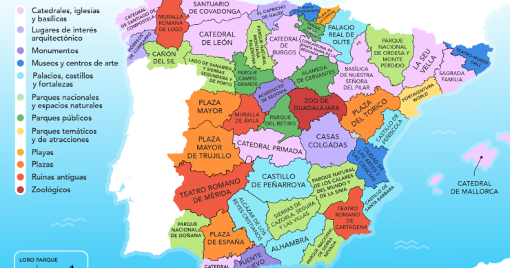 Imagen del día: mapa con la atracción turística más popular en cada provincia española