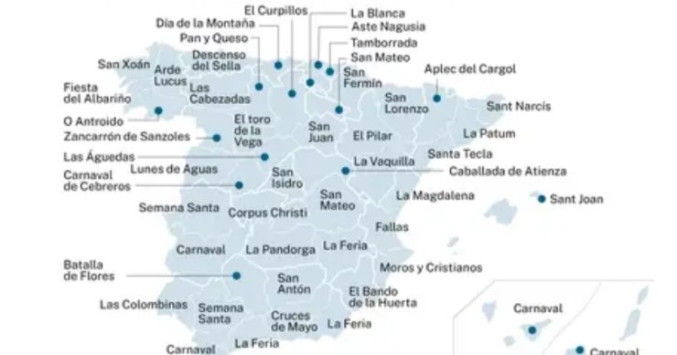 Imagen del día: el mapa de la fiesta más popular en cada provincia española