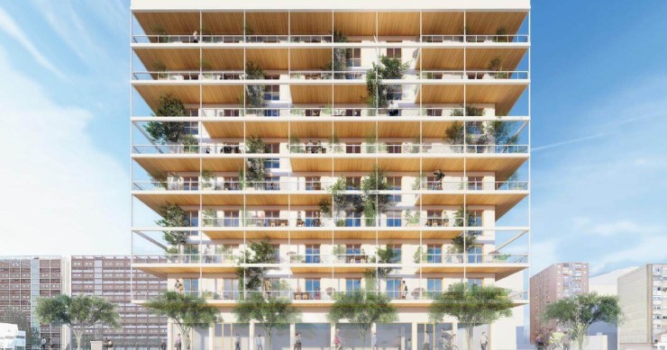 Sorigué levantará el edificio de madera más alto de Cataluña en Barcelona y será de VPO