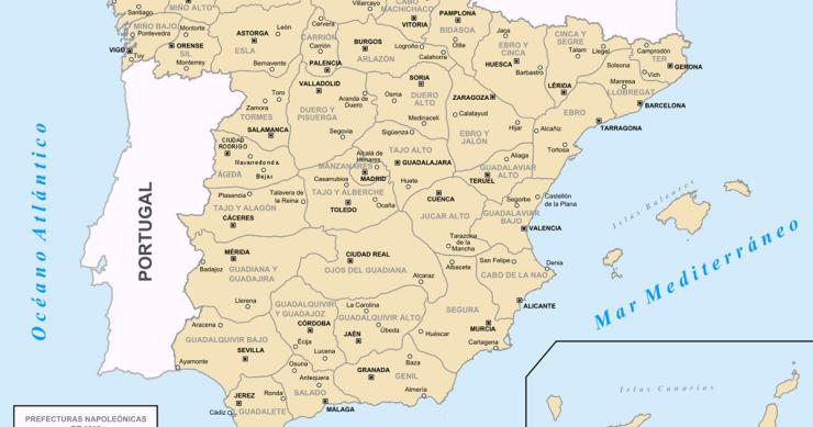 El mapa provincial que Napoleón quería para España en 1810
