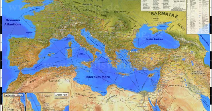 Mapa del Imperio Romano en 211 d.C
