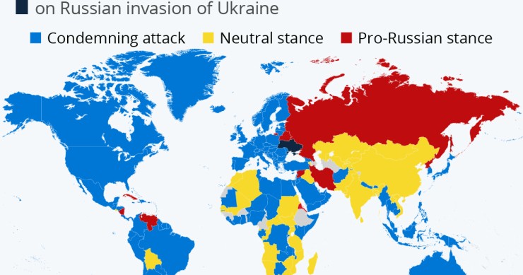 La posición de cada país ante el ataque de Rusia a Ucrania