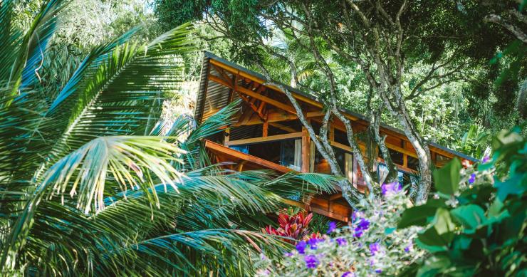 Una casa con forma de barco escondida en los bosques tropicales de Brasil