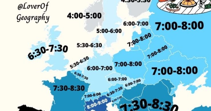 Horarios de la cena por países