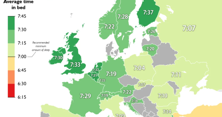 Cuántas horas se duerme de media en cada país europeo