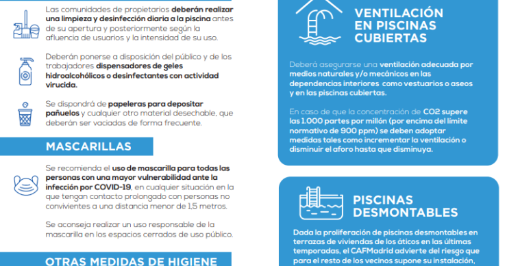 Las normas que deben cumplir todavía las piscinas comunitarias de Madrid tras el covid