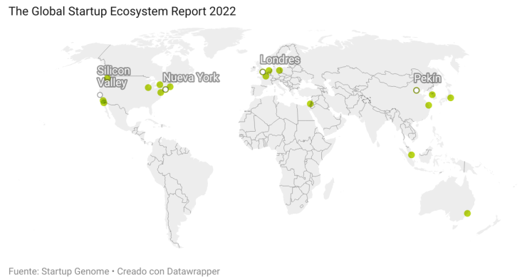 Mapa de las ciudades más atractivas para las ‘startups’