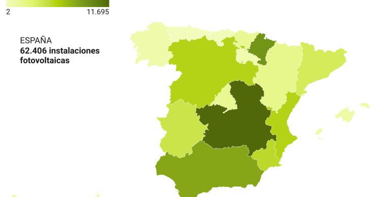 El mapa de las CCAA con más instalaciones de paneles solares en España