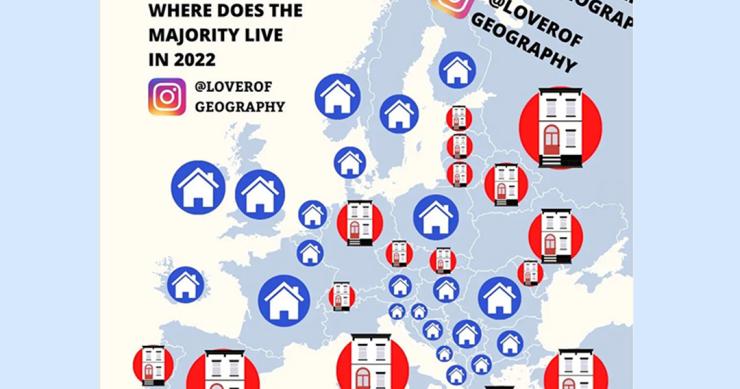 Piso o chalet: el mapa de dónde vive la mayoría de la gente en Europa