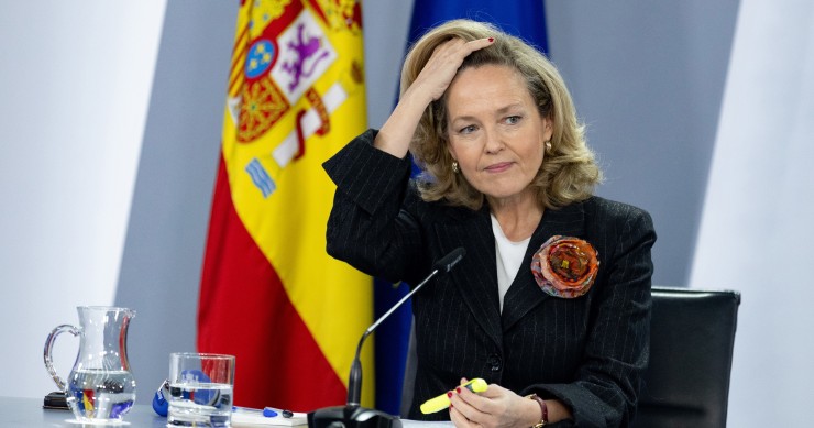 La vicepresidenta primera y ministra de Asuntos Económicos y Transformación Digital, Nadia Calviño, en una rueda de prensa posterior al Consejo de Ministros