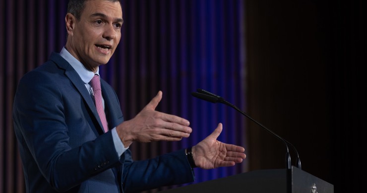 El presidente del Gobierno, Pedro Sánchez, preside la VII Conferencia de Embajadores, en el Ministerio de Asuntos Exteriores, a 9 de enero de 2023, en Madrid (España). La Conferencia de Embajadores, en la que participan unos 130 jefes de misión, se celebr