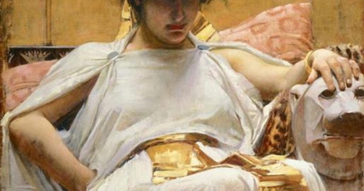 Detalle del cuadro Cleopatra, pintado por John William Waterhouse en 1888