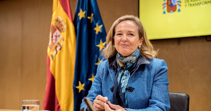 La vicepresidenta segunda y ministra de Asuntos Económicos y Transformación Digital, Nadia Calviño, en la sede del Ministerio, a 9 de marzo de 2023, en Madrid (España).