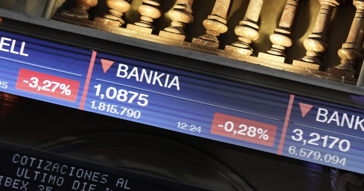 Valores de Bankia en la Bolsa de Madrid (España), a 28 de octubre de 2020. 