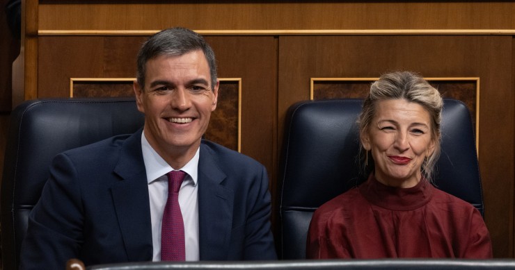 El presidente del Gobierno, Pedro Sánchez y la vicepresidenta segunda y ministra de Trabajo, Yolanda Díaz