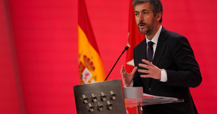 El consejero de Presidencia, Justicia y Administración Local, Miguel Ángel García Martín, en la rueda de prensa posterior al Consejo de Gobierno de la Comunidad de Madrid