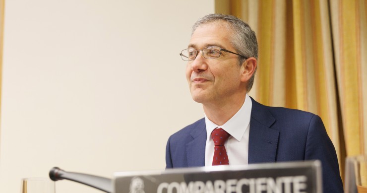 Archivo - El gobernador del Banco de España, Pablo Hernández de Cos, durante la Comisión de Asuntos Económicos y Transformación Digital, en el Congreso de los Diputados