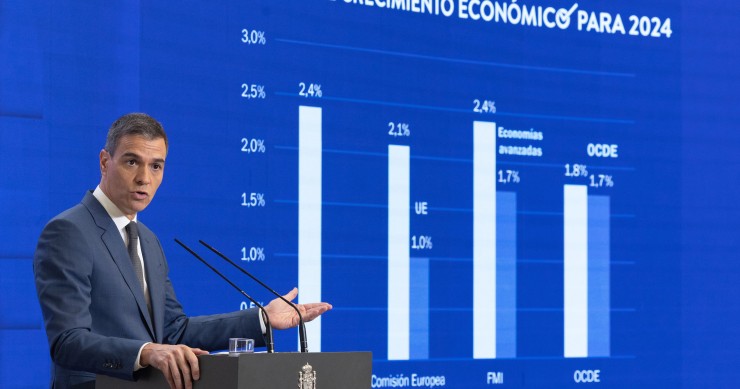 El presidente del Gobierno, Pedro Sánchez, comparece para hacer balance del curso político, en el Complejo de la Moncloa, a 31 de julio de 2024, en Madrid (España). Sánchez ha hecho el balance habitual antes del paréntesis veraniego, una práctica que se r