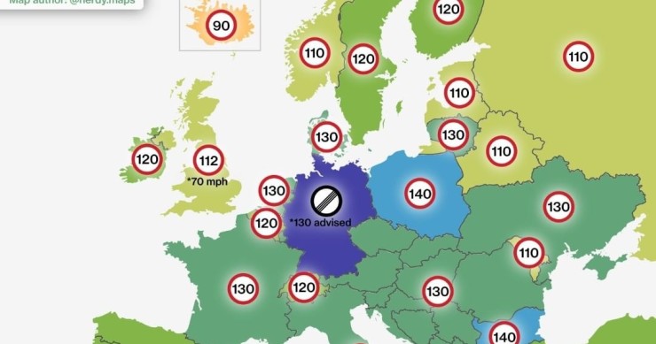 Limites máximos de velocidad en Europa