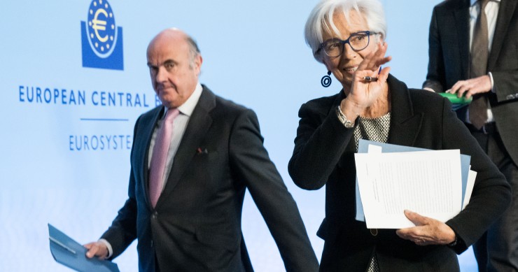 Luis de Guindos, vicepresidente del BCE, y Christine Lagarde, presidenta del BCE
