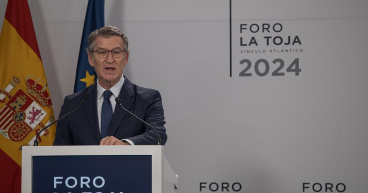 Alberto Núñez Feijóo este viernes en el Foro la Toja.
